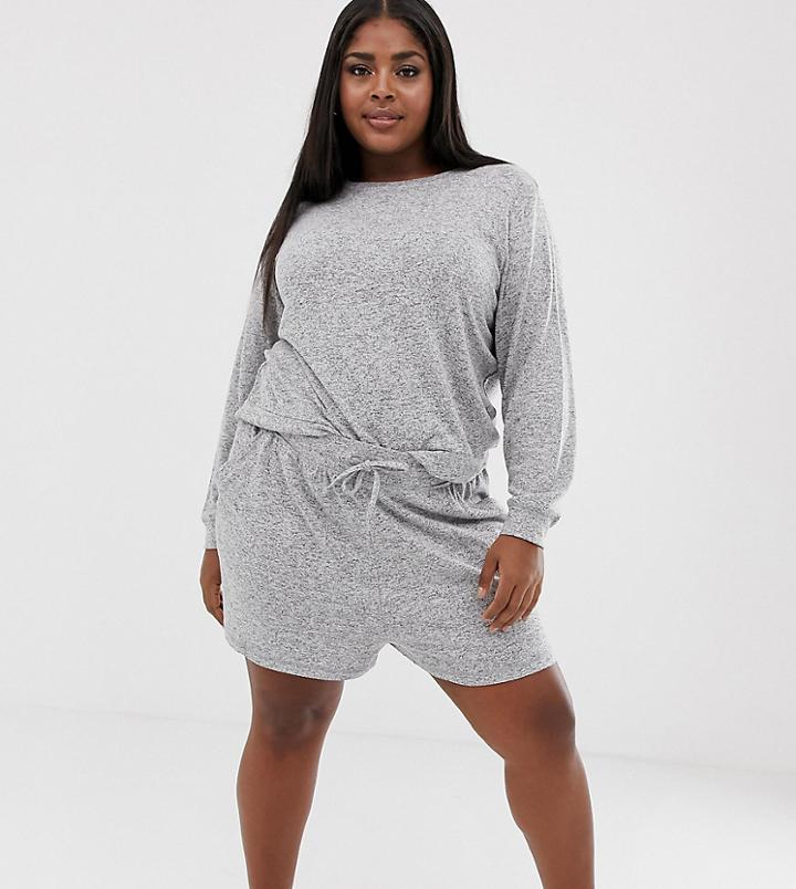 Asos Design Curve Mix & Match Lounge Super Soft Brushed Short - Gray