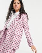 Sister Jane Double Breasted Blazer In Horse Monogram Jacquard Two-piece - Pink