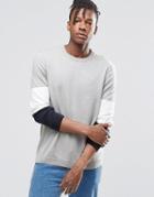 Asos Jumper With Colour Block Arm - Gray