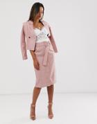 Unique21 Check Belted Skirt - Pink