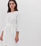 Asos Design Tall Tie Wrap Around Mini Dress In Linen-white
