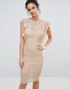 Tfnc Lace Midi Dress With Frill Detail - Pink