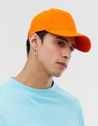 Asos Design Baseball Cap In Neon Orange