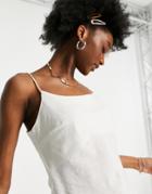 Asos Design Linen Scoop Neck Cami Sun Top With Tie Back Detail In Ivory-white