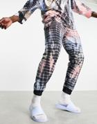 Asos Design Set Tapered Sweatpants In Tie Dye-multi