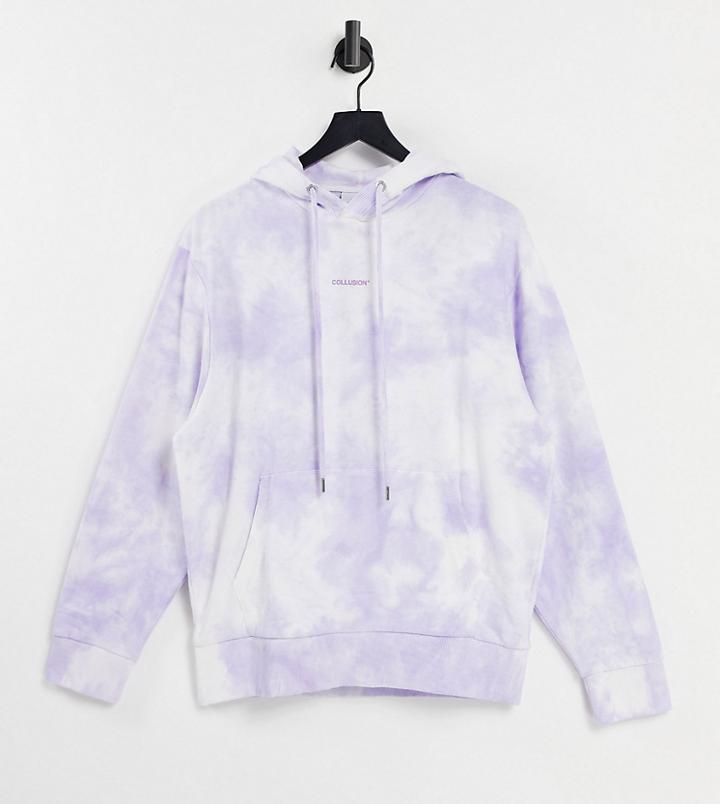 Collusion Unisex Hoodie With Purple Tie Dye - Part Of A Set