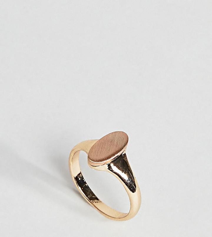 Asos Curve Brushed Metal Oval Pinky Ring - Multi