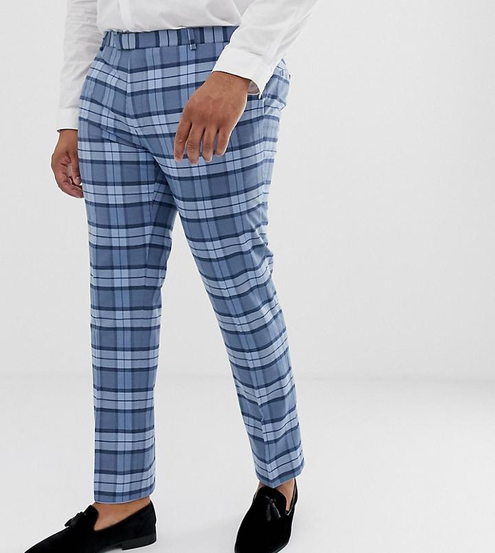 Twisted Tailor Super Skinny Suit Pants In Light Blue Check - Blue