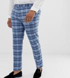 Twisted Tailor Super Skinny Suit Pants In Light Blue Check - Blue