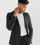 Asos Design Tall Skinny Blazer In Charcoal Wool Mix-gray