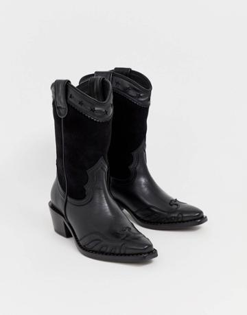 Buffalo London Gerda Western Cowboy Boots In Black - Black