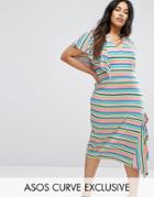 Asos Curve Bright Stripe Tea Dress - Multi