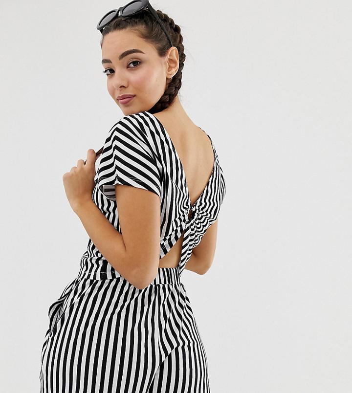 Monki Cropped Jersey Top With Twisted Back - Multi