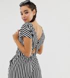 Monki Cropped Jersey Top With Twisted Back - Multi