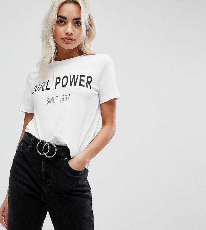 Vero Moda Petite Slogan T-shirt - White