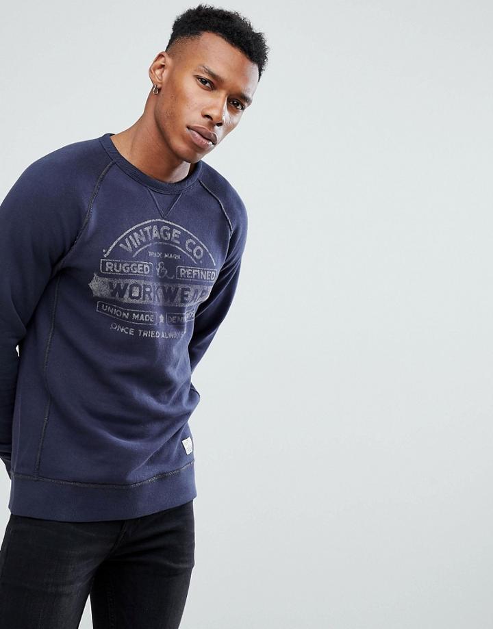 Jack & Jones Vintage Sweatshirt With Vintage Graphic - Navy