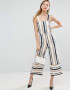Asos Pinny Jumpsuit In Stripe - Multi