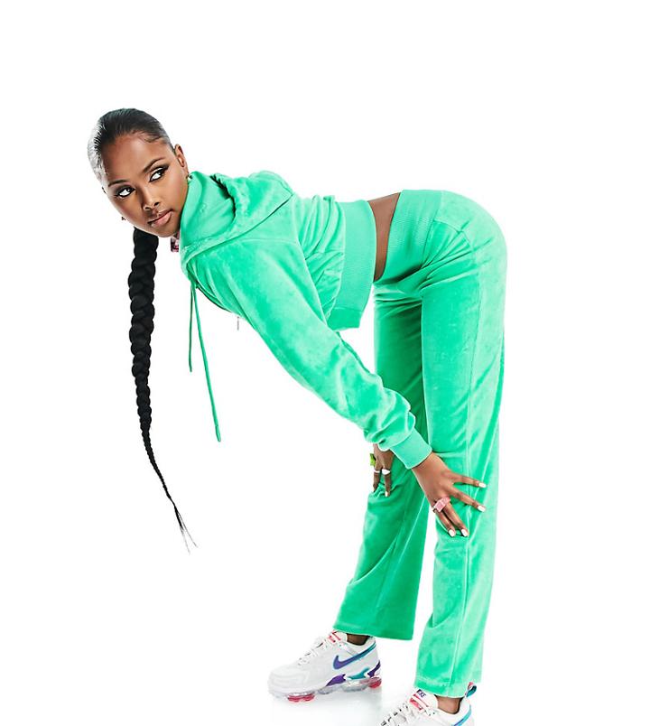 Asyou Velour Straight Leg Sweatpants In Green - Part Of A Set
