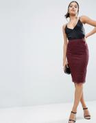 Asos Corded Lace Pencil Skirt - Purple