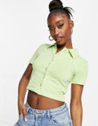 I Saw It First Short Sleeve Polo Top In Green