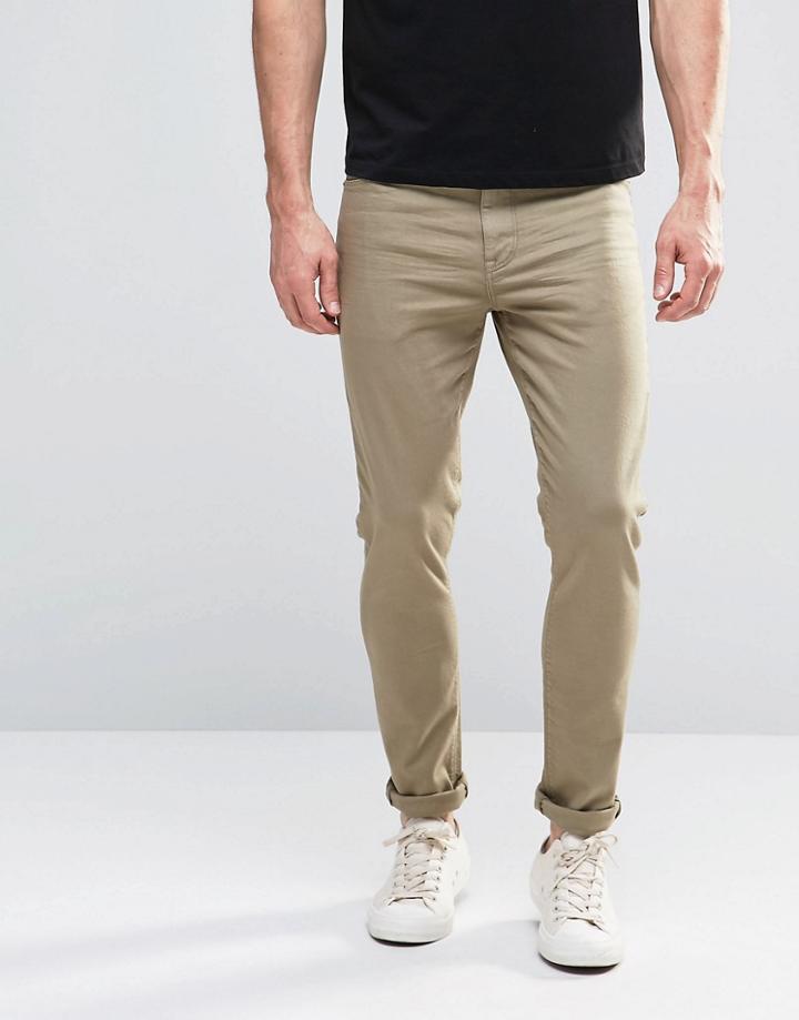 Asos Super Skinny Jeans In Light Green - Burnt Olive