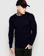 Diesel Crew Knit Sweater K-alby Slim Fit Waffle In Navy - Navy