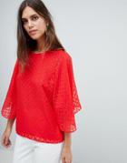 Y.a.s Textured Top With Exagerated Sleeve - Red
