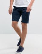 Jack & Jones Intelligence Chino Shorts In Regular Fit With Ditsy Print - Navy