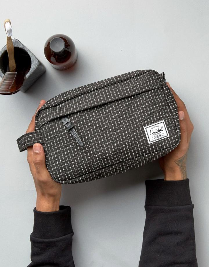 Herschel Supply Co Chapter Toiletry Bag In Black Grid - Green