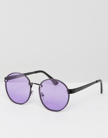 Asos Round 90s Sunglasses With Lilac Colored Lens - Purple
