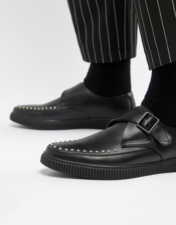 Boohooman Creepers With Studs In Black - Black