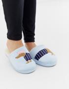 Women'secret French Sausage Dog Slippers In Blue - Blue