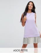 Asos Petite Sleeveless Crepe Mini Dress With Pleated Foil Hem - Purple