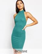 Club L Crepe High Neck Midi Dress - Light Teal Green