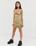 Zya Mini Skirt With Ruched Sides - Beige