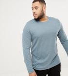 Asos Design Plus Long Sleeve T-shirt With Crew Neck In Blue