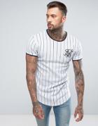 Siksilk Muscle T-shirt In White With Stripes - White