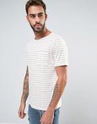 Another Influence Raw Neck Stripe T-shirt - Beige