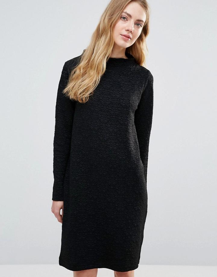Ganni Perry High Neck Shift Dress - Black