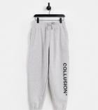 Collusion Unisex Organic Cotton Logo Sweatpants In Gray Heather-grey