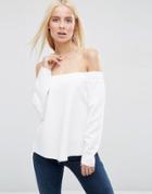 Asos Off The Shoulder Top With Raw Stepped Hem - 0