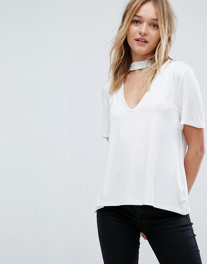 Oeuvre Choker Neck T-shirt - White