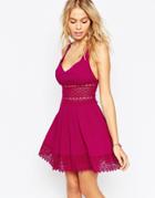 Asos Lace Trim Panel Beach Sundress - Purple