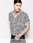 Reclaimed Vintage Party Shirt In Leopard Print In Regular Fit - Black