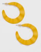 Asos Design Hoop Earrings In Wave Design In Matte Color - Yellow