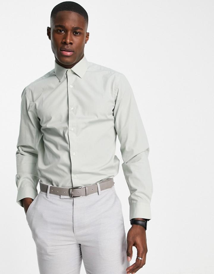 French Connection Slim Fit Plain Poplin Slim Fit Shirt-green
