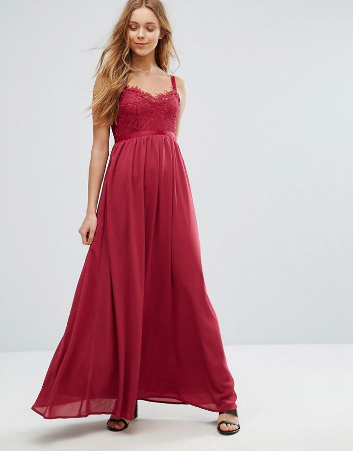 Vero Moda Lace Trim Maxi Dress - Pink
