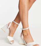 Be Mine Bridal Wide Fit Monika Flare Mid Heel Sandals In Ivory-white