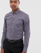 Moss London Long Sleeve Skinny Shirt In Stretch - Gray