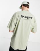 Sixth June Small Logo T-shirt In Khaki-green